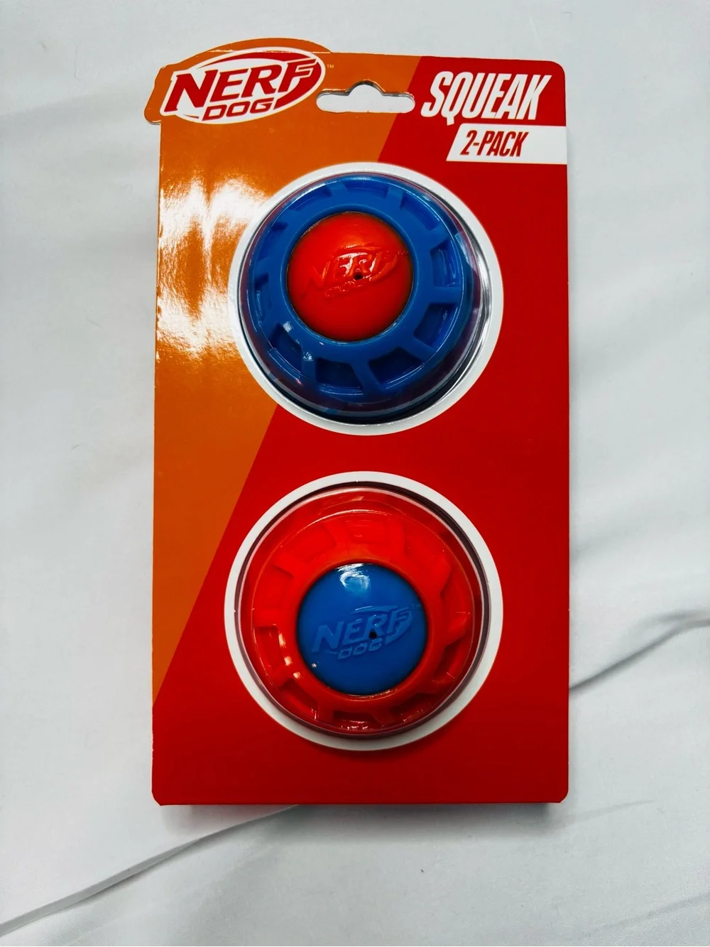 Nerf Dog Blue Frisbee & Red/Blue Squeak Ball 2-Pack - Durable Fetch Set